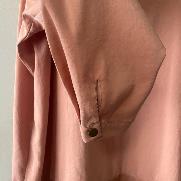 MarlaWynne Peach Bronze Toned Button Front Long Sleeve Tunic Shirt - Picture 10 of 13